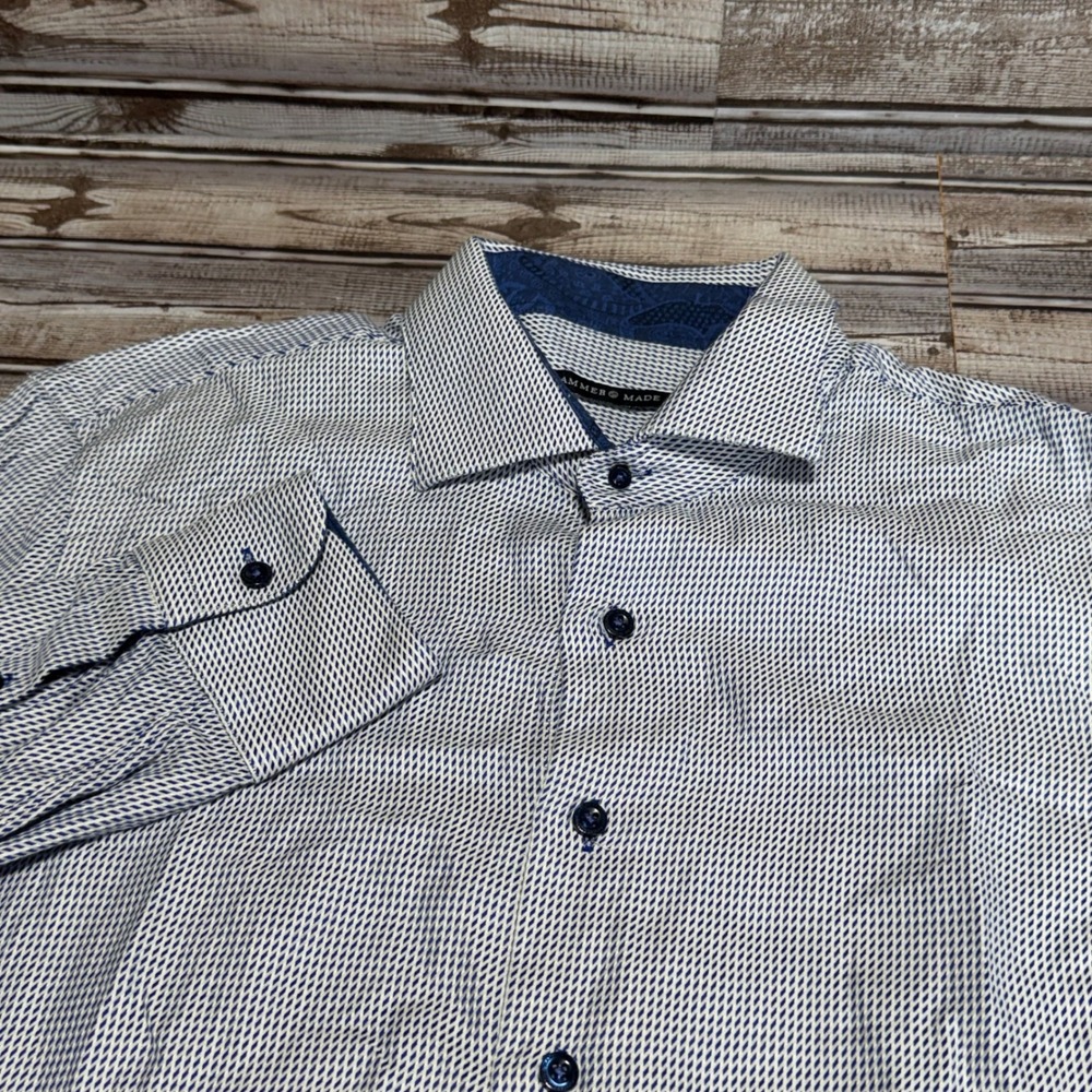 Hammer Made Button Down L Blue White Slim Fit Limited Edition